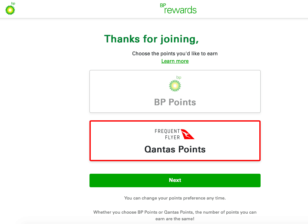 Change your BP points preference