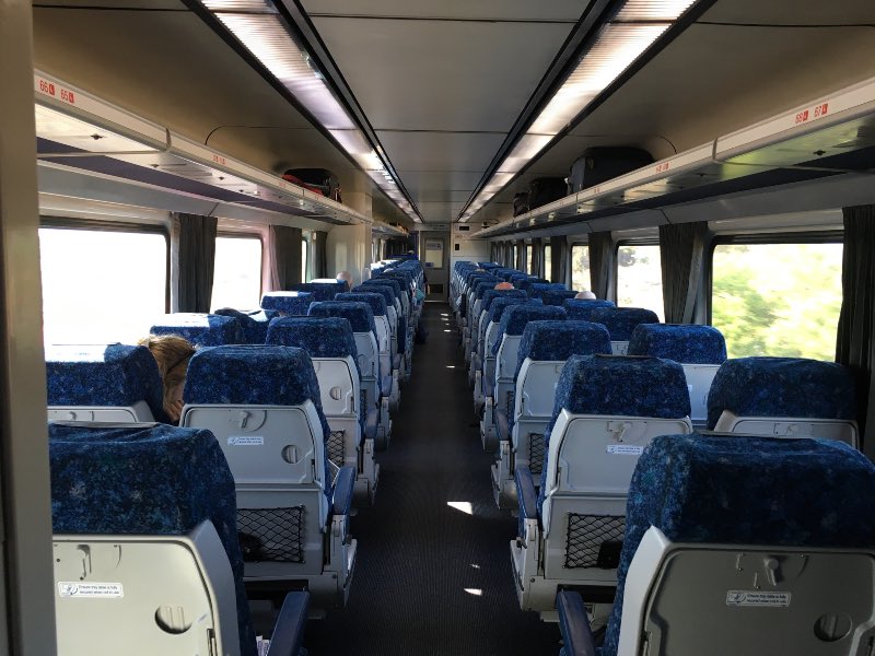 Economy Class seating on the NSW TrainLink Xplorer