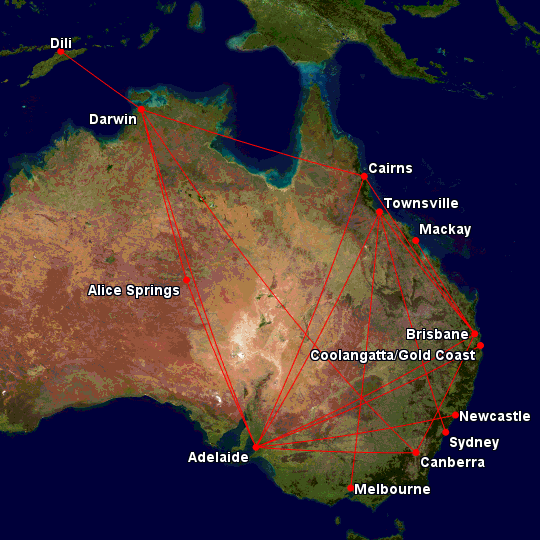 Qantas routes operated by Alliance Airlines Embraer E190s in 2023