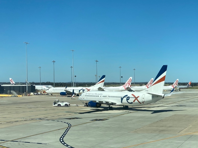 Rex 737s, Virgin 737s and Jetstar aircraft at Melbourne Airport