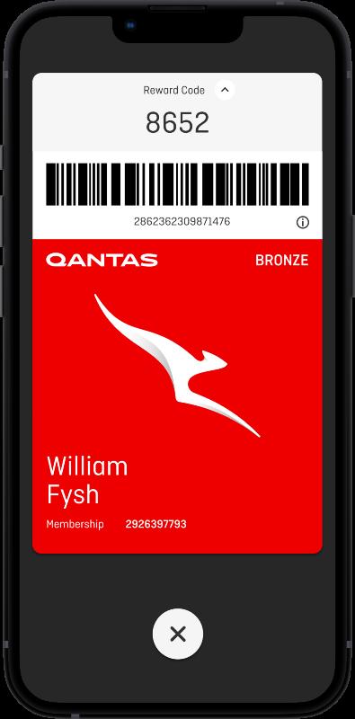 Qantas Reward Code in the app
