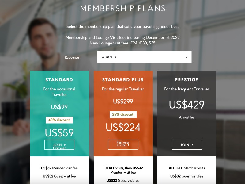 Priority Pass membership fees as of November 2022