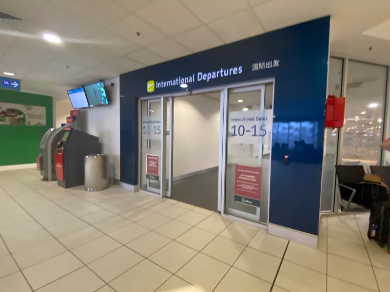 Darwin Airport's international departures entrance