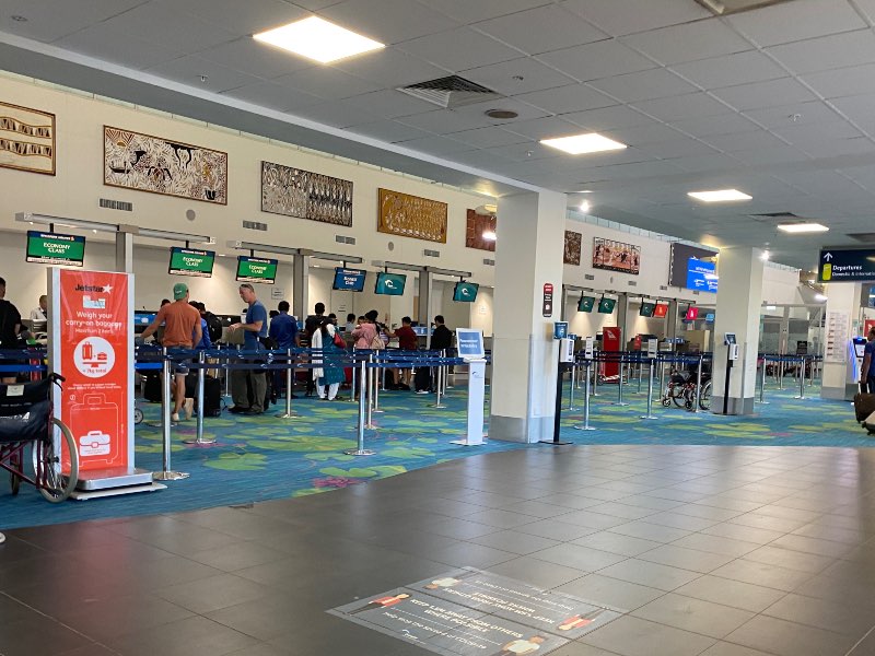 Singapore Airlines check-in counters at Darwin Airport