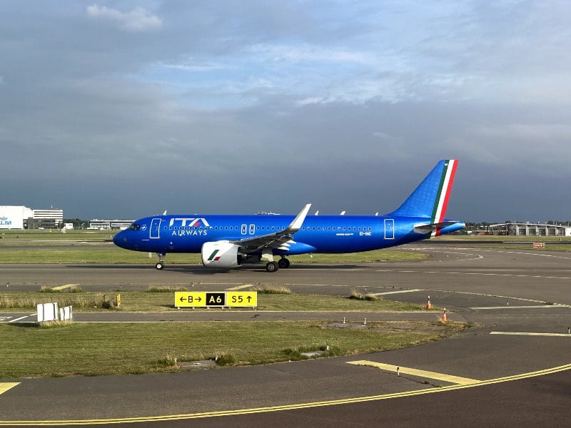 An ITA Airways Airbus A320 at Amsterdam Schiphol Airport