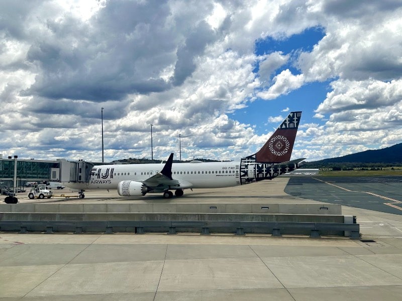A Fiji Airways Boeing 737-8 MAX in Canberra