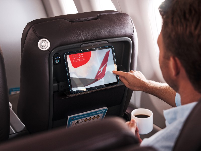 Q-streaming entertainment on QantasLink's A220 business class