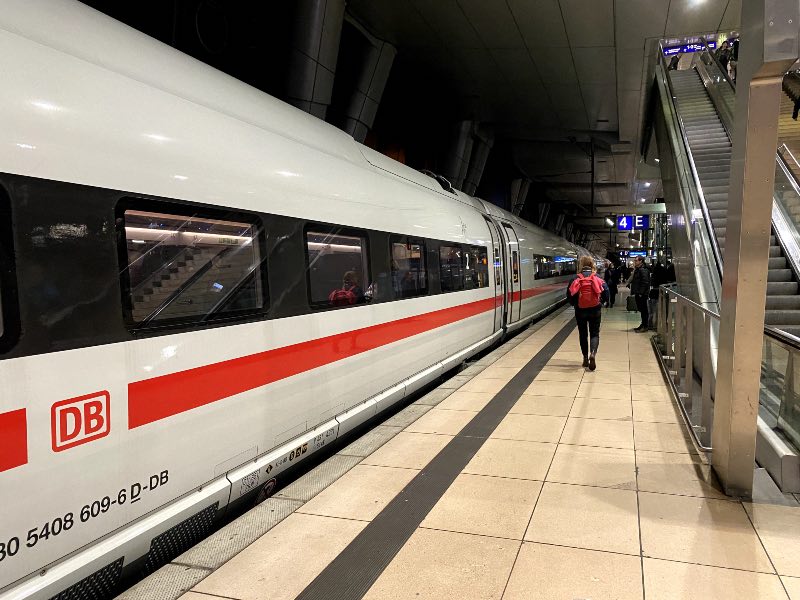 Deutsche Bahn ICE high-speed train at Frankfurt Flughafen Fernbahnhof