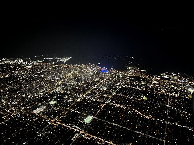 Aerial night view of Toronto, Canada