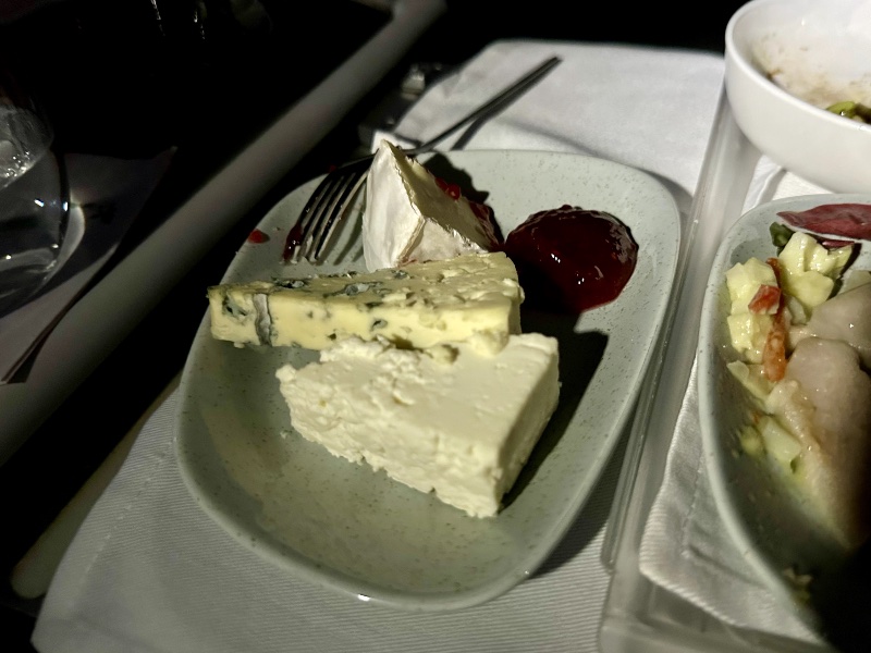 Selection of cheeses in LATAM business class