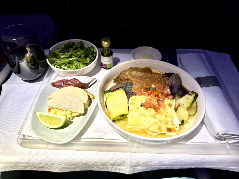 LATAM Airlines' signature Business Class dish. designed by Chef Renata Navarro