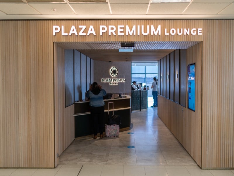 You'll find the Plaza Premium Lounge entrance down the escalator near gate 25