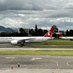A Turkish Airlines Boeing 787 and an avianca Airbus A320 at Bogota El Dorado Airport
