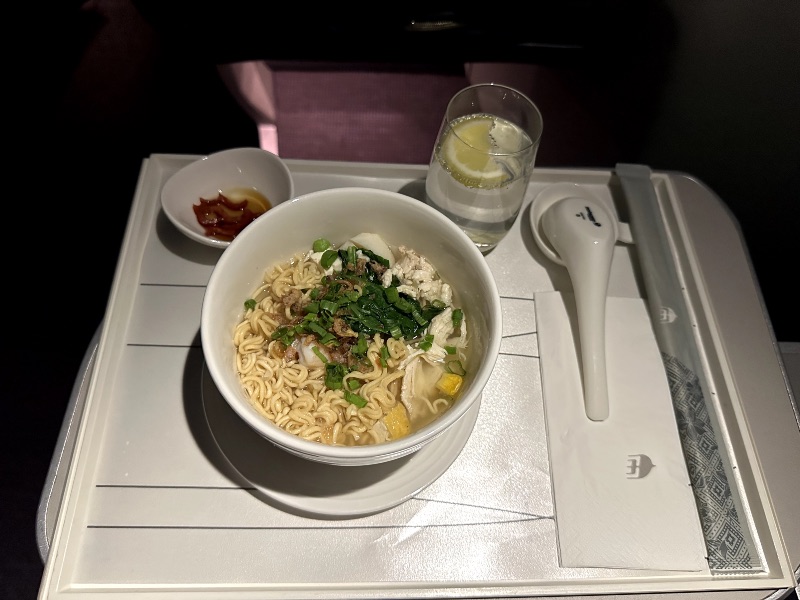 Classic egg noodles from the "Dine Anytime" menu in Malaysia Airlines business class