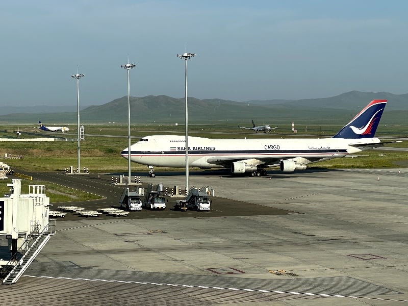 A Boeing 747, 787 and 767 at Ulaanbaatar (UBN) Airport