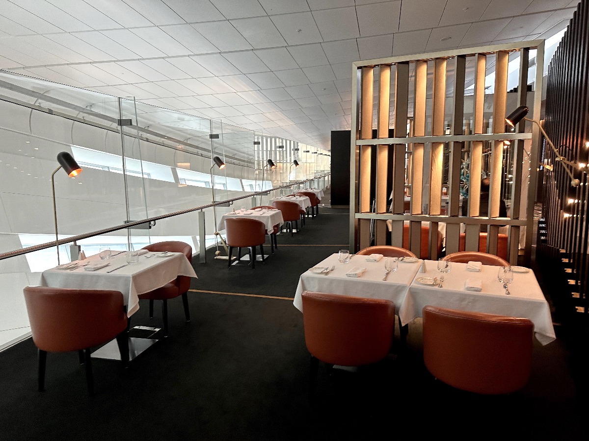 Dining area in the Etihad First Class Lounge