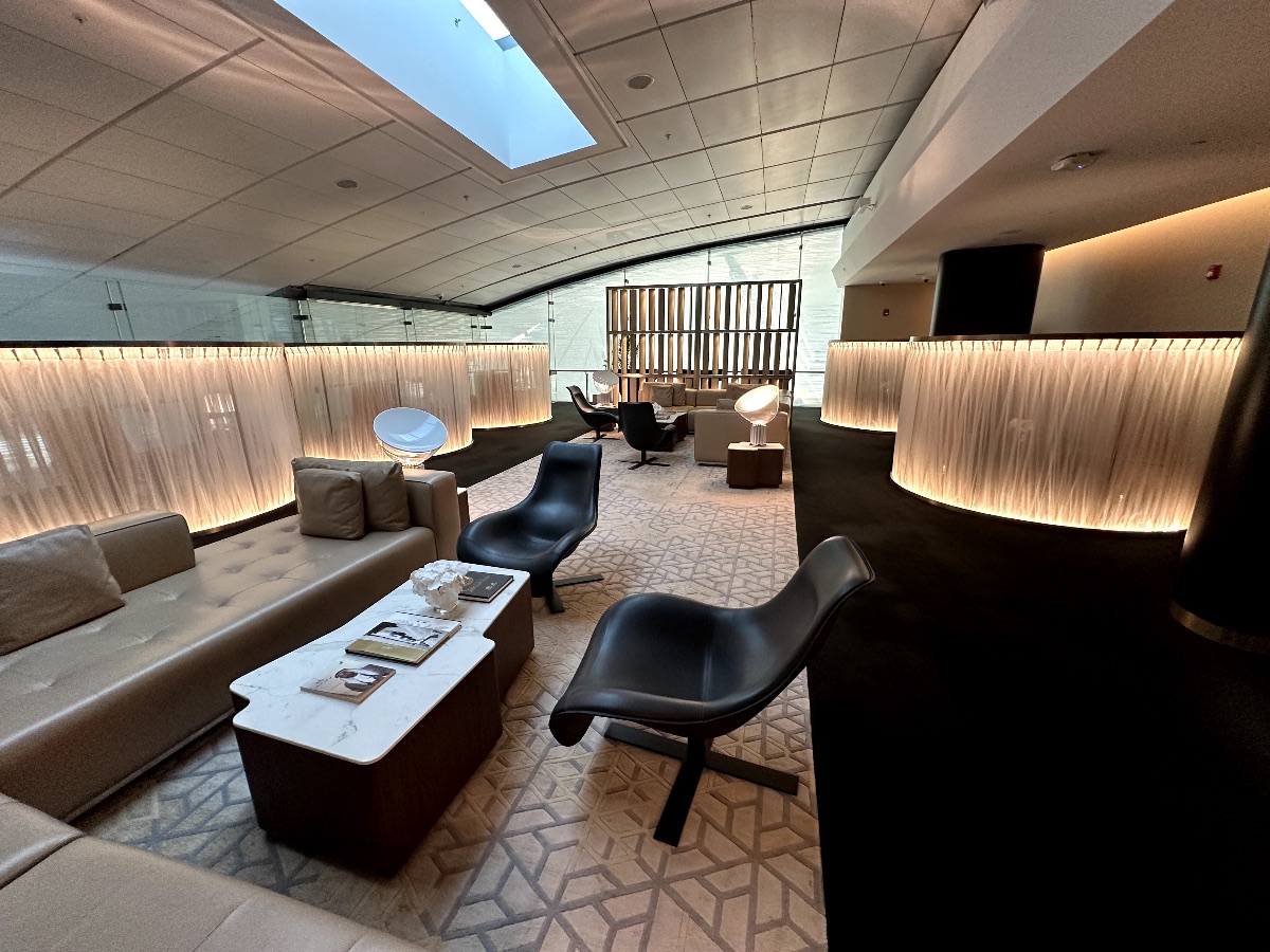 The back section of the Etihad First Class Lounge