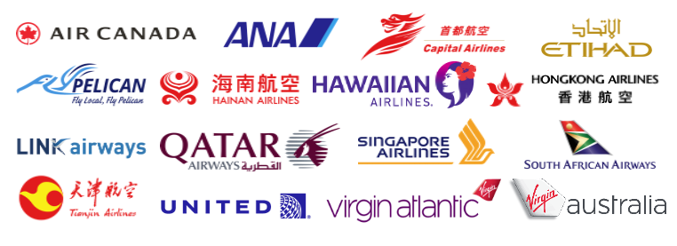 Velocity partner airlines: Air Canada, ANA, Capital Airlines, Etihad, FlyPelican, Hainan Airlines, Hawaiian Airlines, Hong Kong Airlines, Link Airways, Qatar Airways, Singapore Airlines, South African Airways, Tianjin Airlines, United, Virgin Atlantic, Virgin Australia.