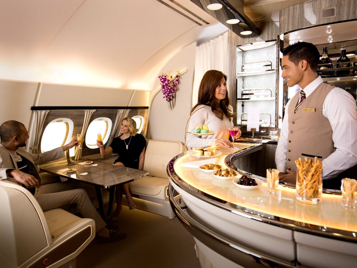 Emirates' A380 onboard lounge and bar