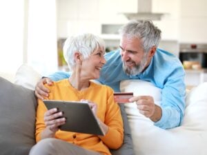 Retired couple with a credit card