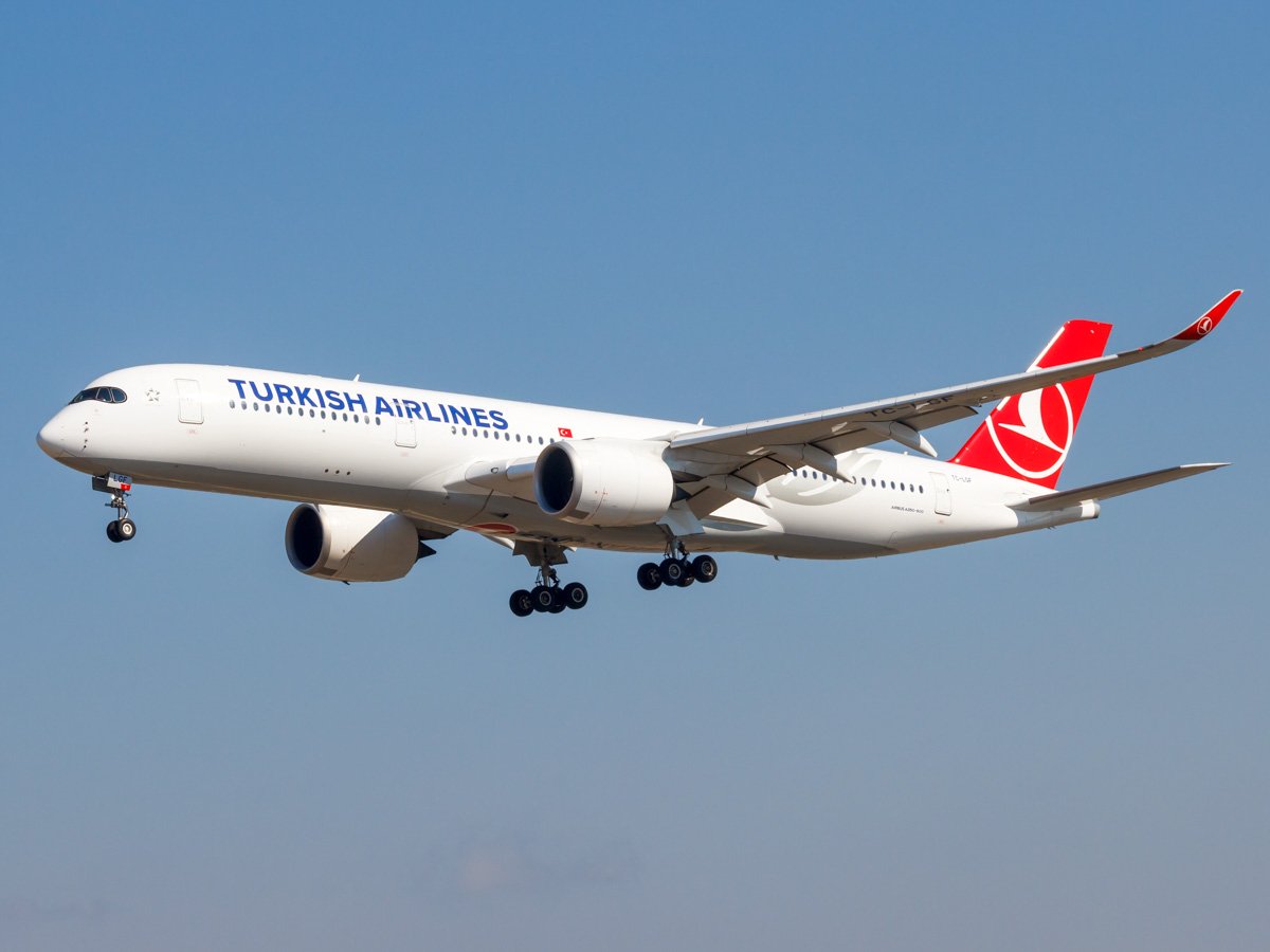 Turkish Airlines Airbus A350 "TC-LGF" landing on Runway 34L at Istanbul Airport