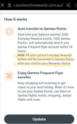 Points will convert from ER to QFF on changing choice