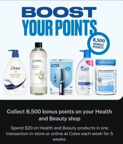 5x$20 on health and beauty - 8500 flybuys