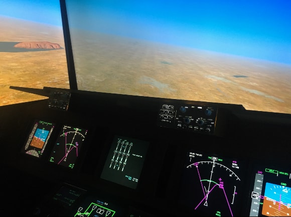 Approaching Uluru in Andrew's 747 flight simulator