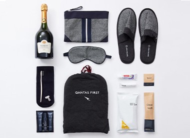 Contents of the Qantas "First Class Experience at Home" care kit