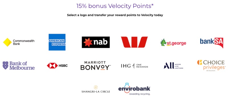 Earn 15% bonus Velocity points when transferring points from these loyalty programs between 1-25 October 2022